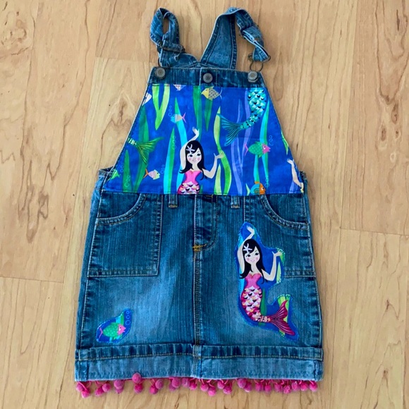 Boutique OOAK mermaid overalls 5T dress - cruiseboatoman.com